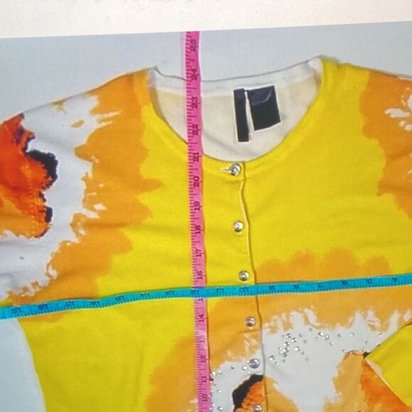 Nue Options Sunshine Yellow Floral Women’s Sweater Size L - Picture 4 of 9